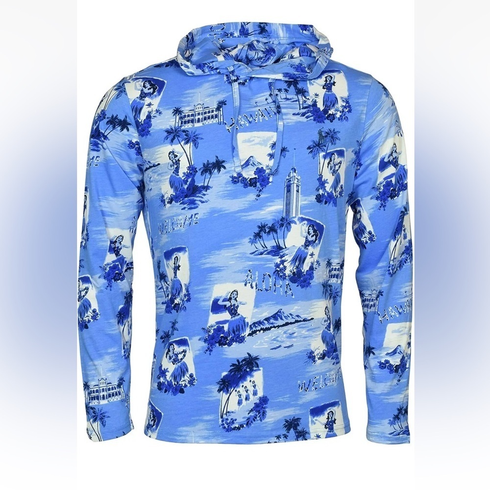 Ralph Lauren Blue Hawaiian hula pullover Shirt size small